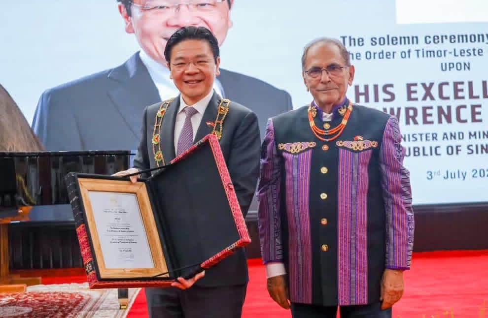 Prezidente Repúblika Kondekora Primeiru-Ministru Singapura Ho Grande Colar Ordem Timor-Leste